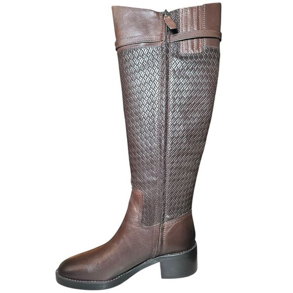 Franco Sarto Womens Colttall Zipper Leather Knee-High Brown Leather Boot Size 7M - Picture 1 of 7